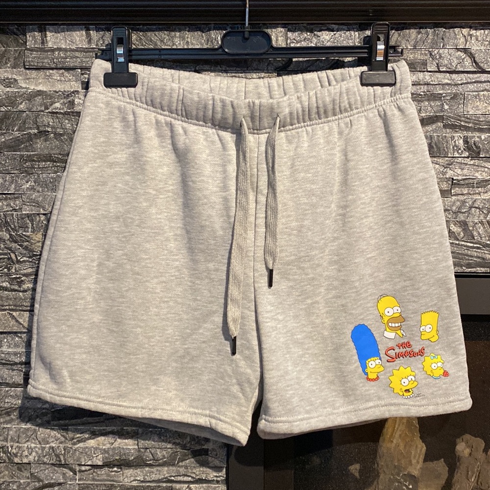 The Simpsons By Matt Groening Sweat Shorts, Drawstring Waist, Grey Size …